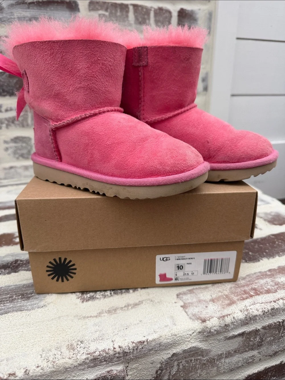 UGG Pink Toddler Mini Bailey Bow II Boots